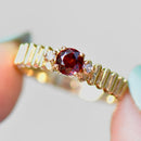 Vintage 1980s Almandine Garnet and Diamond 9ct Yellow Gold Ring