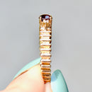 Vintage 1980s Almandine Garnet and Diamond 9ct Yellow Gold Ring