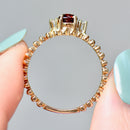 Vintage 1980s Almandine Garnet and Diamond 9ct Yellow Gold Ring