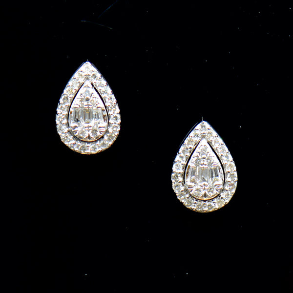 9ct White Gold Diamond Halo/Cluster Earrings - 0.33ct