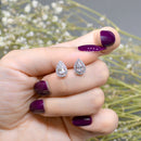 9 克拉白金钻石光环/簇状耳环 - 0.33 克拉