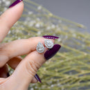 9 克拉白金钻石光环/簇状耳环 - 0.33 克拉