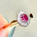 Ruby & Diamond 18ct Yellow Gold Halo Engagement Ring (0.87ct)