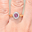 Ruby & Diamond 18ct Yellow Gold Halo Engagement Ring (0.87ct)