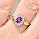 Ruby & Diamond 18ct Yellow Gold Halo Engagement Ring (0.87ct)