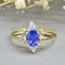 Vintage Reversible Ring - 14ct Yellow Gold Tanzanite & Diamond Double Sided Flip Ring (1.50cts)