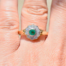 Vintage 1990s Emerald & Diamond 18CT Yellow Gold Daisy Engagement Ring (0.61ct)