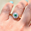 Vintage 1990s Emerald & Diamond 18CT Yellow Gold Daisy Engagement Ring (0.61ct)