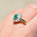 Vintage 1990s Emerald & Diamond 18CT Yellow Gold Daisy Engagement Ring (0.61ct)
