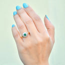 Vintage 1990s Emerald & Diamond 18CT Yellow Gold Daisy Engagement Ring (0.61ct)