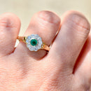 Vintage 1990s Emerald & Diamond 18CT Yellow Gold Daisy Engagement Ring (0.61ct)