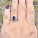 Vintage 18CT White Gold Sapphire & Diamond Pear Shape Halo Ring