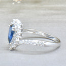 Vintage 18CT White Gold Sapphire & Diamond Pear Shape Halo Ring