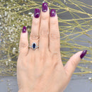 Vintage 18CT White Gold Sapphire & Diamond Pear Shape Halo Ring