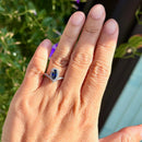 Sapphire & Diamond 18ct White Gold Wishbone / Pear / Tear Drop Shape Cluster Ring