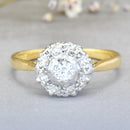 Vintage Diamond 18ct Yellow Gold Daisy Halo Engagement Ring (0.31ct)