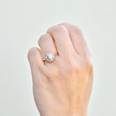 ヴィンテージ ダイヤモンド 18カラット イエローゴールド デイジー ハロー エンゲージリング (0.31カラット)