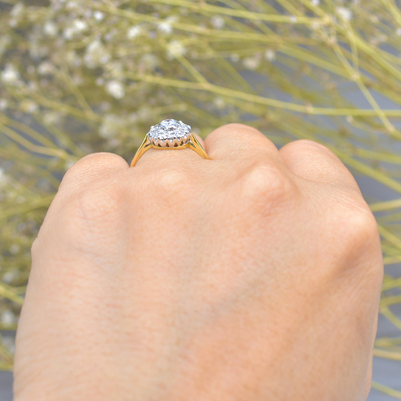 9ct White Gold, Cornflower Blue 0.61ct Sapphire and 0.10ct Diamond  Engagement Ring