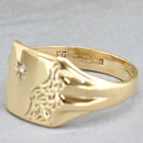 Vintage 1980 Diamond Set 9CT Yellow Gold Engraved Signet Ring