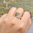 Vintage 1980 Diamond Set 9CT Yellow Gold Engraved Signet Ring