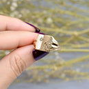 Vintage 1980 Diamond Set 9CT Yellow Gold Engraved Signet Ring