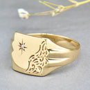 Vintage 1980 Diamond Set 9CT Yellow Gold Engraved Signet Ring