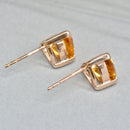 9CT Rose Gold Trillion Cut Golden Citrine Stud Earrings (1.40cts)