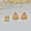 9CT Rose Gold Trillion Cut Golden Citrine Stud Earrings (1.40cts)