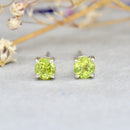 9CT White Gold Brilliant Cut Peridot Minimalist Stud Earrings (0.36ct)