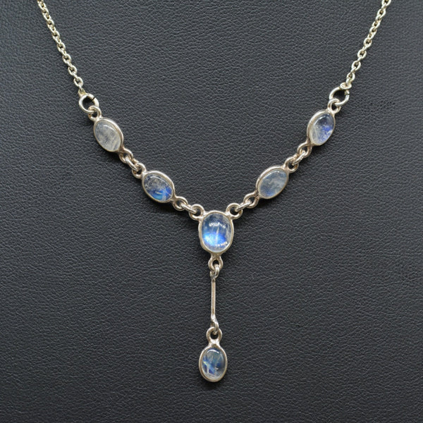 Vintage Moonstone Sterling Silver Lavalier Drop Necklace (4.50 cts)