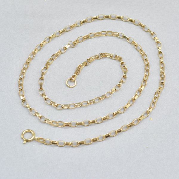 Vintage 9ct Yellow Gold Bevelled Flat Curb Chain 18 inch Long