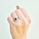 18ct White Gold Sapphire & Diamond Engagement Ring and Wedding Band Set