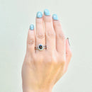 18ct White Gold Sapphire & Diamond Engagement Ring and Wedding Band Set