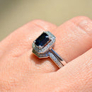 18ct White Gold Sapphire & Diamond Engagement Ring and Wedding Band Set