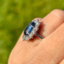 Vintage 18ct White Gold Blue Sapphire (No Indications of Heating) & Diamond Halo Ring (2.77ct)