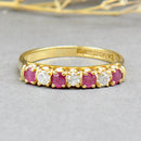 Vintage Ruby and Diamond 18ct Yellow Gold Half Eternity Wedding Band (0.60ct)