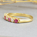 Vintage Ruby and Diamond 18ct Yellow Gold Half Eternity Wedding Band (0.60ct)