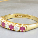 Vintage Ruby and Diamond 18ct Yellow Gold Half Eternity Wedding Band (0.60ct)