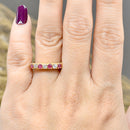 Vintage Ruby and Diamond 18ct Yellow Gold Half Eternity Wedding Band (0.60ct)