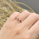 Vintage Ruby and Diamond 18ct Yellow Gold Half Eternity Wedding Band (0.60ct)