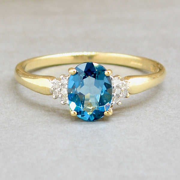 London Blue Topaz & Diamond 9CT Yellow Gold Ring (1.41cts)
