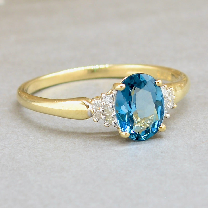 London Blue Topaz & Diamond 9CT Yellow Gold Ring (1.41cts)