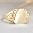 9ct Yellow Gold Mens Engraved Signet Ring