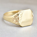 9ct Yellow Gold Mens Engraved Signet Ring
