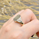 9ct Yellow Gold Mens Engraved Signet Ring