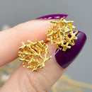 1970s Deakin & Francis Abstract/Brutalist Textured 9ct Yellow Gold Earrings