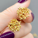 1970s Deakin & Francis Abstract/Brutalist Textured 9ct Yellow Gold Earrings