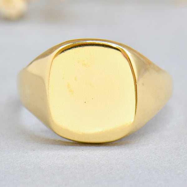 Vintage 1980s 9ct Yellow Gold Mens Signet Ring