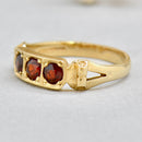 1980s Pyrope Garnet 9ct Yellow Gold Scroll Design Ring