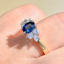 1990s Royal Blue Sapphire & Diamond 18ct Yellow Gold Engagement Ring (1.33cts)